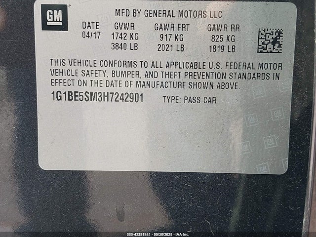 1G1BE5SM3H7242901 Chevrolet Cruze Lt Auto
