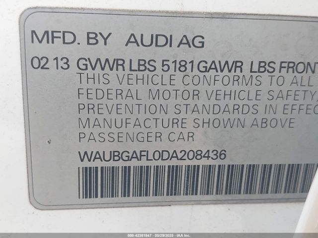 2013 AUDI S4 WAUBGAFL0DA208436 Photo 8