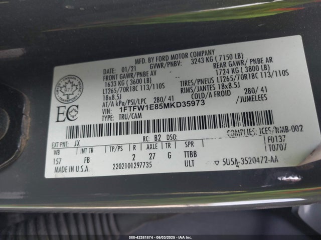 Ford gtdi 2021 1FTFW1E85MKD35973 Image 9