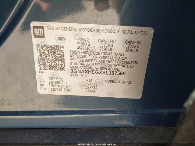 3GNAXHEGXSL187569 Chevrolet Equinox Fwd Lt