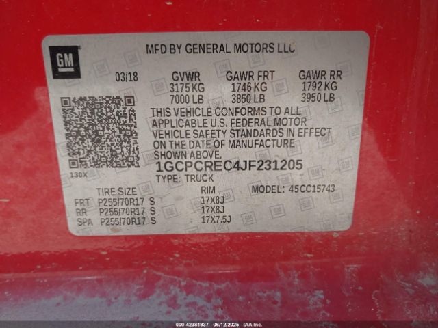 2018 CHEVROLET SILVERADO 1500 1GCPCREC4JF231205 Photo 8