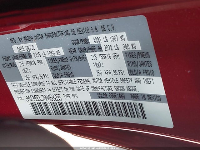 3MVDMBDL7NM458255 Mazda py