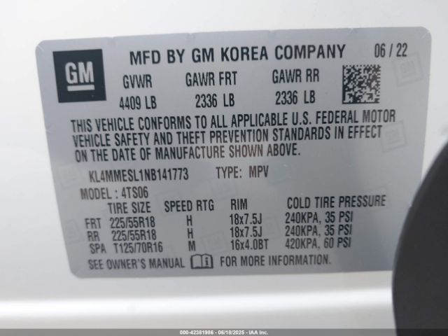 2022 BUICK ENCORE GX KL4MMESL1NB141773 Photo 8