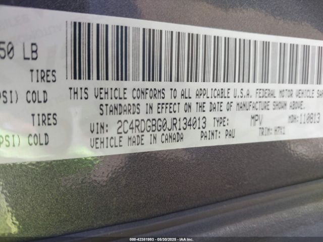 2018 DODGE GRAND CARAVAN 2C4RDGBG0JR134013 Photo 8