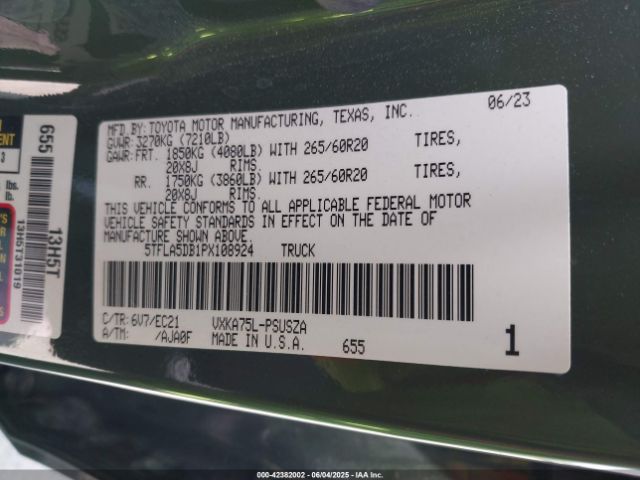 5TFLA5DB1PX108924 Toyota Tundra Sr5