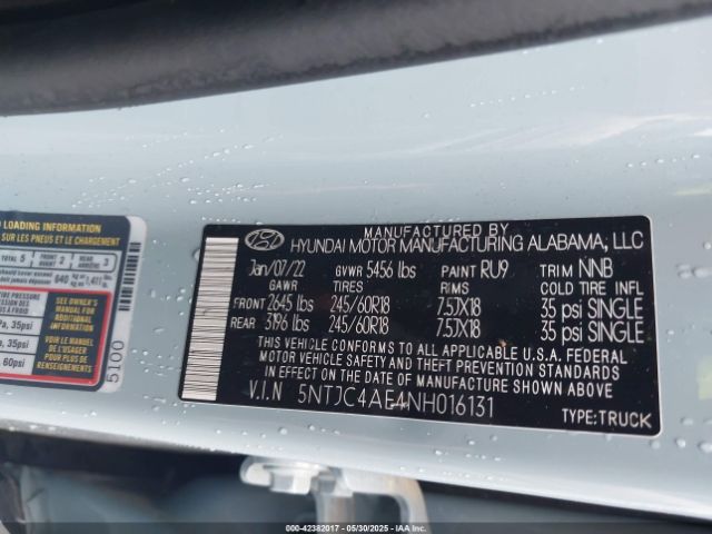 2022 HYUNDAI SANTA CRUZ 5NTJC4AE4NH016131 Photo 8