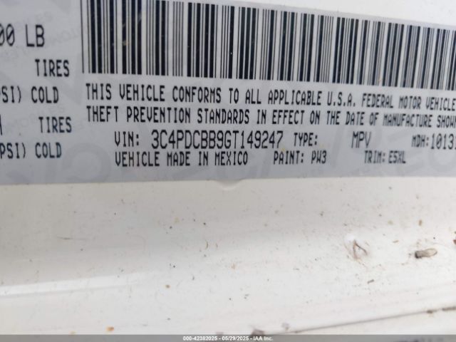 3C4PDCBB9GT149247 Dodge Journey Sxt