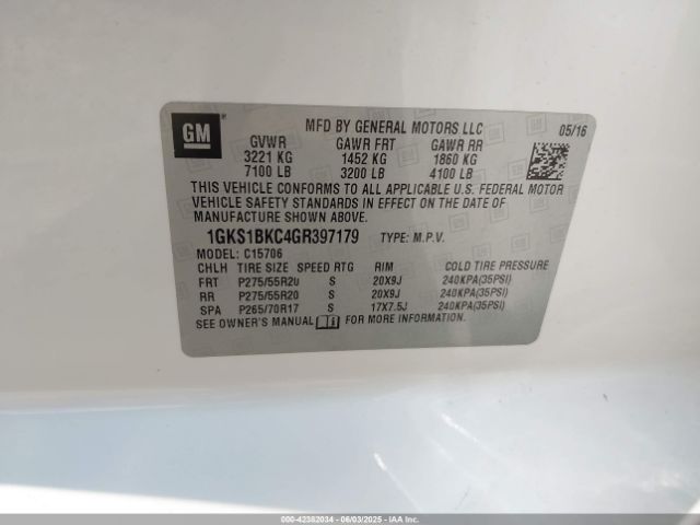 2016 GMC YUKON 1GKS1BKC4GR397179 Photo 8