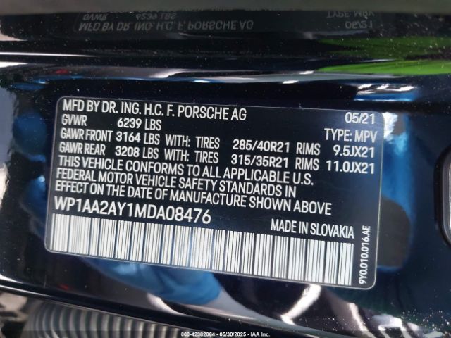 2021 PORSCHE CAYENNE WP1AA2AY1MDA08476 Photo 8