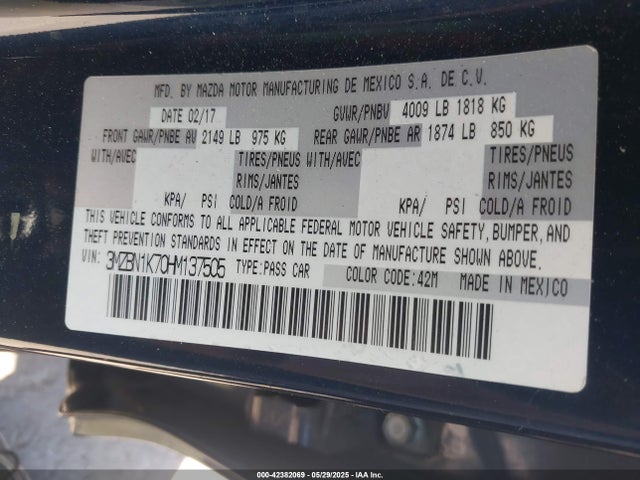 Mazda pe 2017 3MZBN1K70HM137505 Image 9