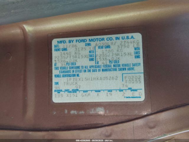 1987 FORD F150 1FTEX15H1HKA05262 Photo 8