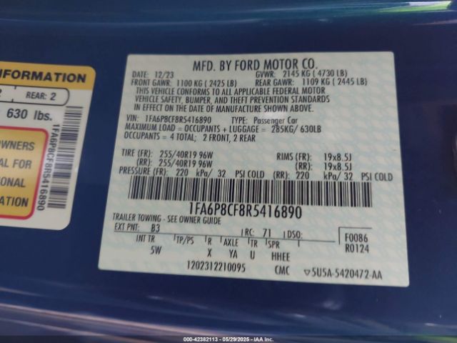 1FA6P8CF8R5416890 Ford tivct
