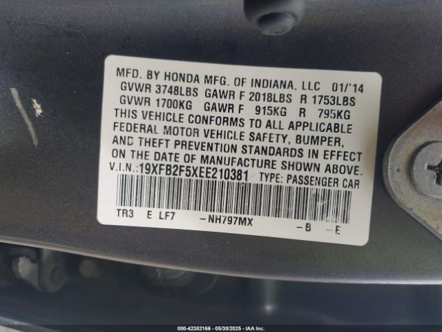 19XFB2F5XEE210381 Honda Civic Lx