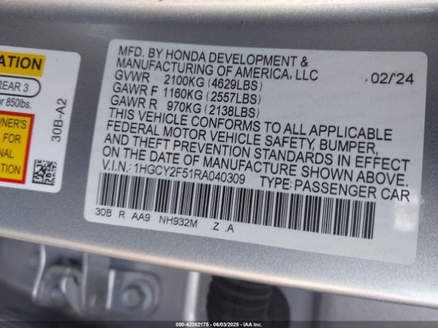 2024 HONDA ACCORD 1HGCY2F51RA040309 Photo 8
