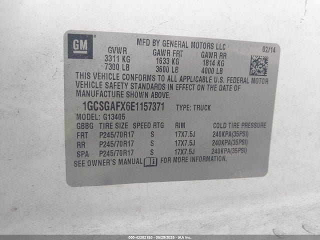 1GCSGAFX6E1157371 Chevrolet Express 1500 Work Van