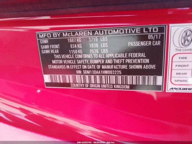 2017 MCLAREN 570S SBM13DAA1HW003225 Photo 8