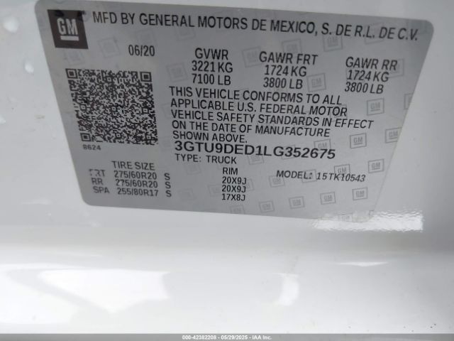 2020 GMC SIERRA 1500 3GTU9DED1LG352675 Photo 8