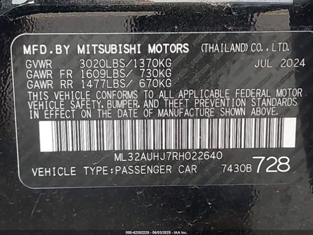 ML32AUHJ7RH022640 Mitsubishi Mirage Es/le