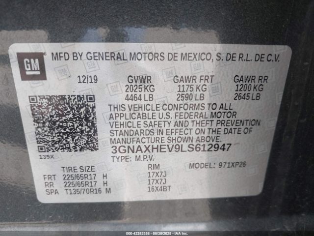 3GNAXHEV9LS612947 Chevrolet Equinox Fwd Ls