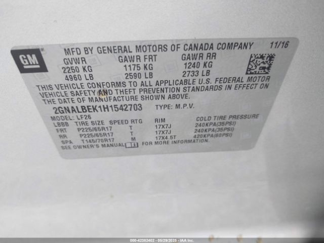 2GNALBEK1H1542703 Chevrolet EQUINOX LS
