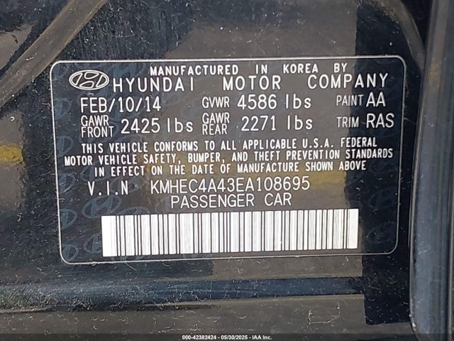 KMHEC4A43EA108695 Hyundai Sonata Hybrid Limited