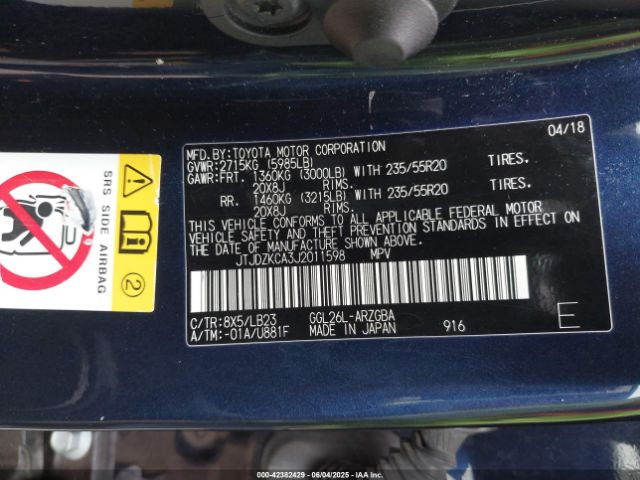 2018 LEXUS RX 350L JTJDZKCA3J2011598 Photo 8