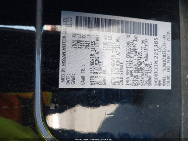 5N1DR3CC3PC225385 Nissan Pathfinder Sl 4wd