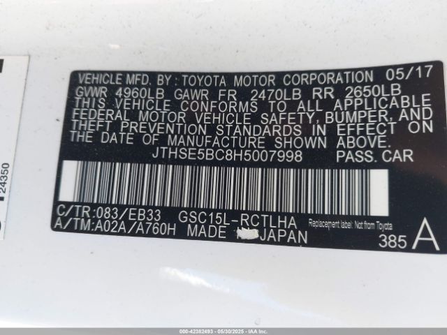 JTHSE5BC8H5007998 Lexus 2gr-fse