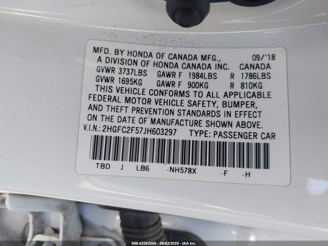 2HGFC2F57JH603297 Honda k20c2