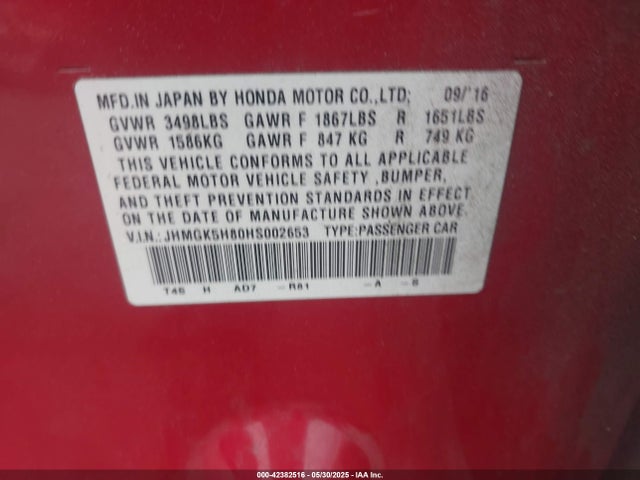 JHMGK5H80HS002653 Honda Fit Ex-l