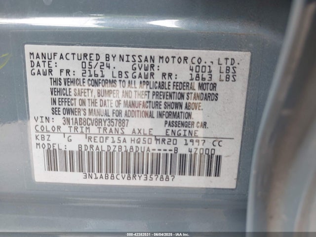 3N1AB8CV8RY357887 Nissan Sentra