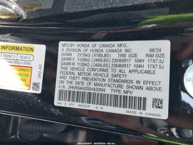2HKRS4H20SH420894 Honda l15be