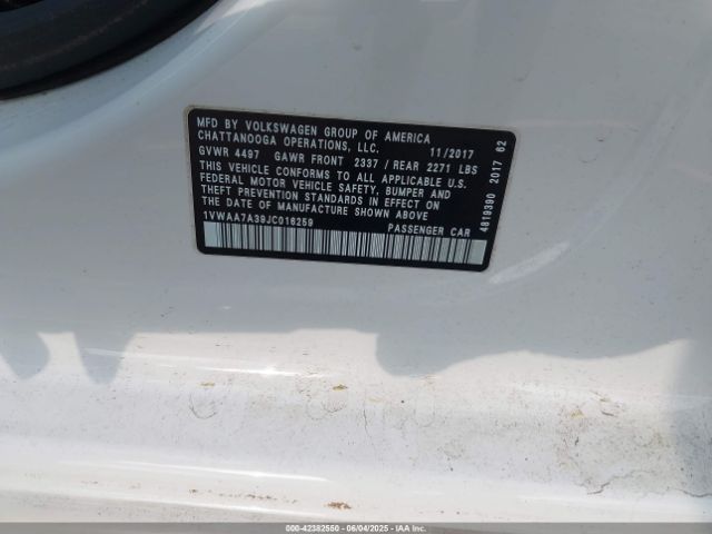 1VWAA7A39JC016259 Volkswagen Passat 2.0t R-line/2.0t S