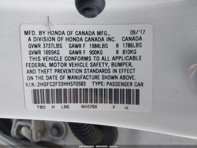 2HGFC2F53HH570583 Honda k20c2