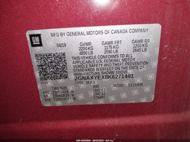 2019 CHEVROLET EQUINOX 2GNAXYEX8K6271491 Photo 8