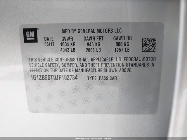 Chevrolet lfv - direct injection, variable valve timing, gen 1 2018 1G1ZB5ST9JF102734 Image 9
