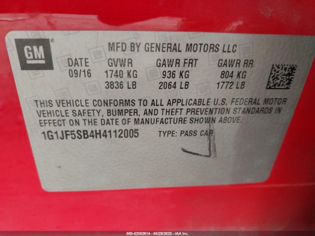 1G1JF5SB4H4112005 Chevrolet Sonic Premier Auto
