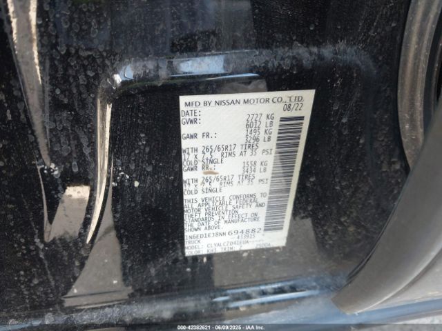 2022 NISSAN FRONTIER 1N6ED1EJ8NN694882 Photo 8