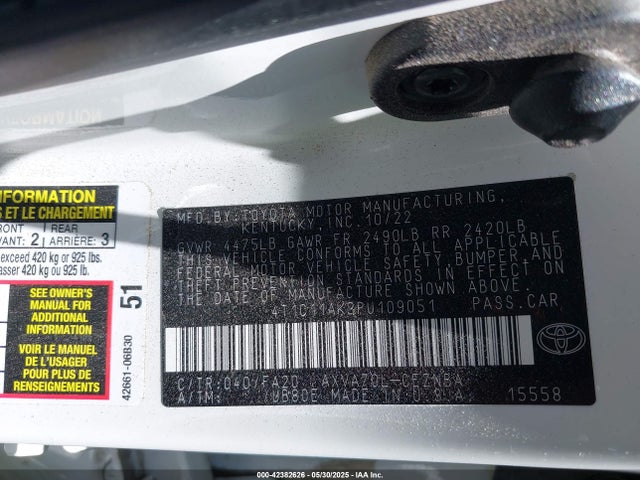 4T1C11AK3PU109051 Toyota a25a-fks
