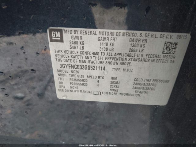 3GYFNCE33GS521114 Cadillac Srx Performance Collection