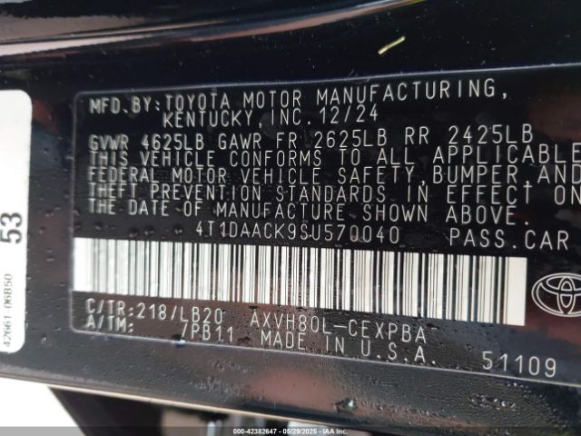 4T1DAACK9SU570040 Toyota CAMRY XSE