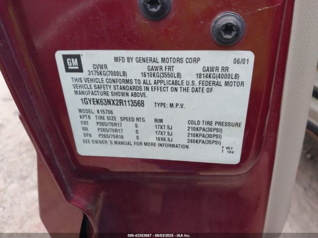 2002 CADILLAC ESCALADE 1GYEK63NX2R113568 Photo 8