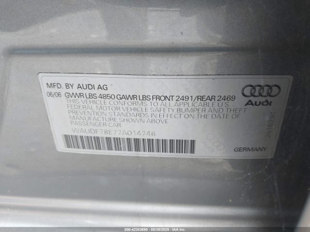 2007 AUDI A4 WAUDF78E77A014746 Photo 8
