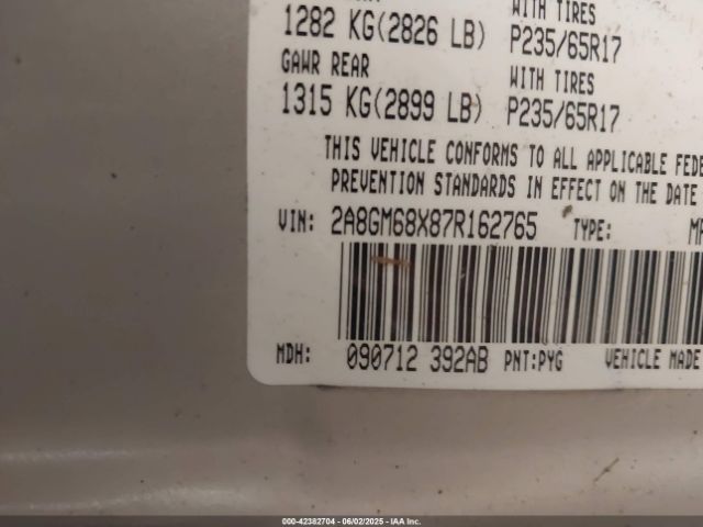 2007 CHRYSLER PACIFICA 2A8GM68X87R162765 Photo 8