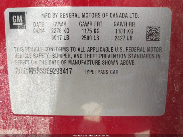 2014 CADILLAC XTS 2G61M5S38E9293417 Photo 8