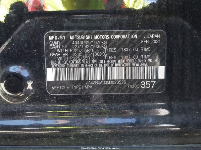 JA4ARUAU3MU023526 Mitsubishi Outlander Sport 2.0 Be Awc/2.0 Es Awc/2.0 Le Awc/2.0 Se Awc