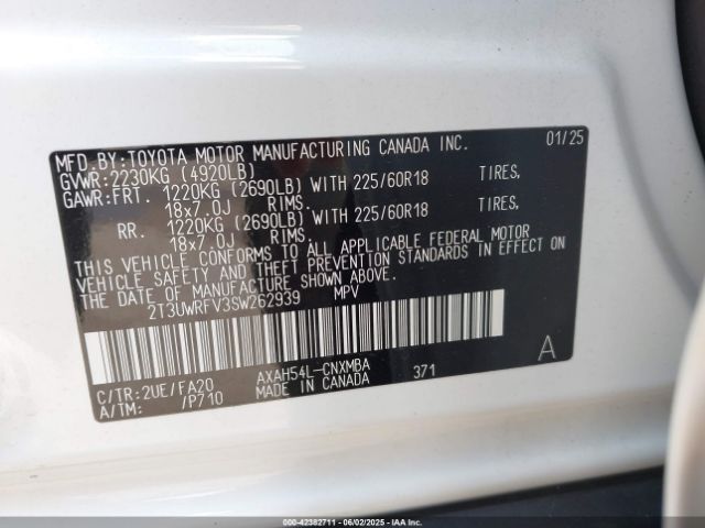 2T3UWRFV3SW262939 Toyota Rav4 Hybrid Woodland Edition