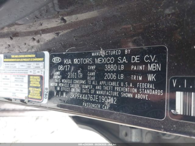 3KPFK4A76JE190712 KIA FORTE LX