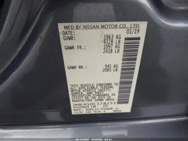 Nissan Altima 2019 1N4BL4CV2KC178255 Image 9
