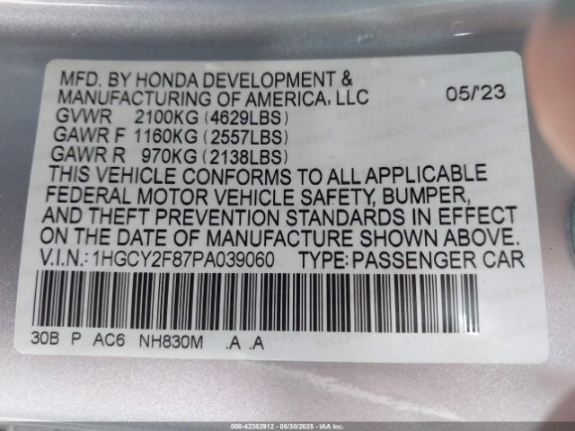 2023 HONDA ACCORD 1HGCY2F87PA039060 Photo 8
